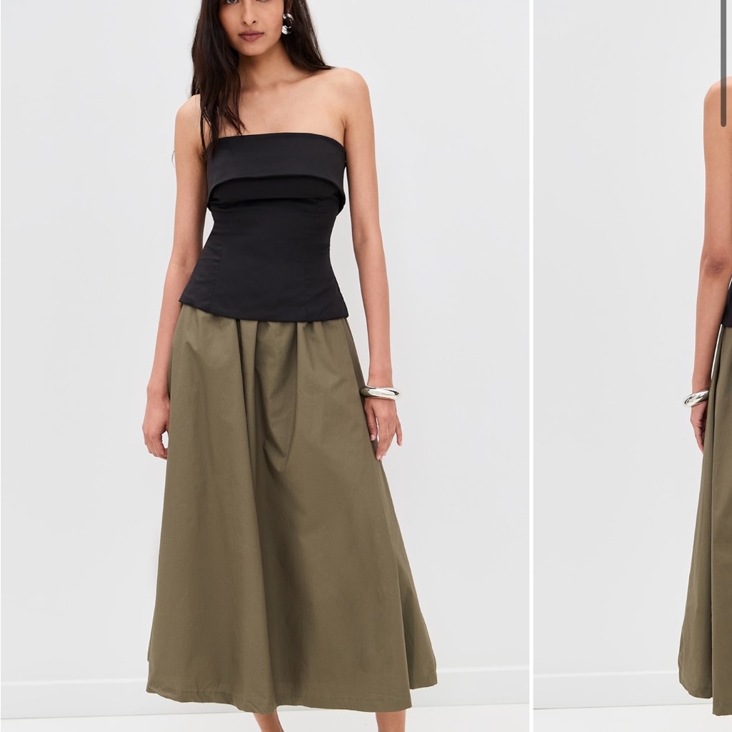 En Saison Arden Mixed Media Dress In Black / Olive Nwt Size Small Flawed